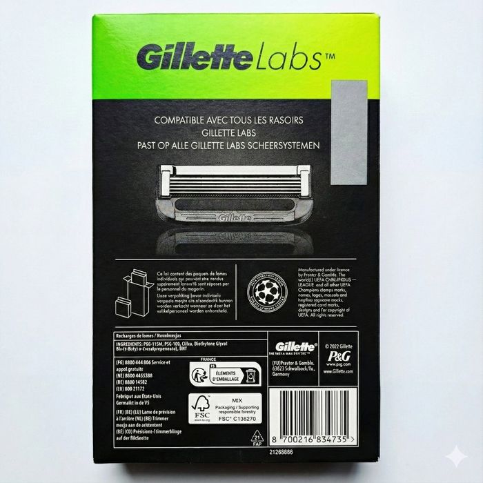 Змінні леза Gillette Labs Exfoliating bar (виробництво США), 4+6=10 шт