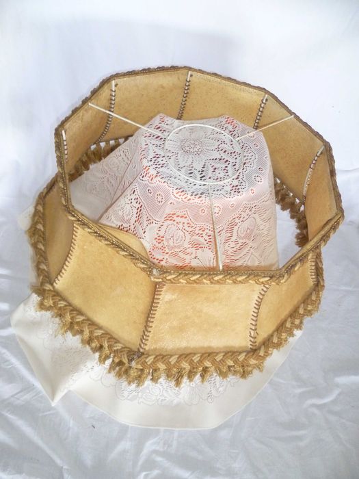 Abajur Candeeiro em Pele Ø 60cm ANTIGO anos 40 Alemanha Filme Museu