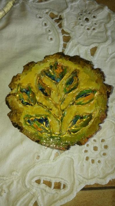 Ręcznie malowane na drewnie obrazki rękodzieło brzoza róża liście