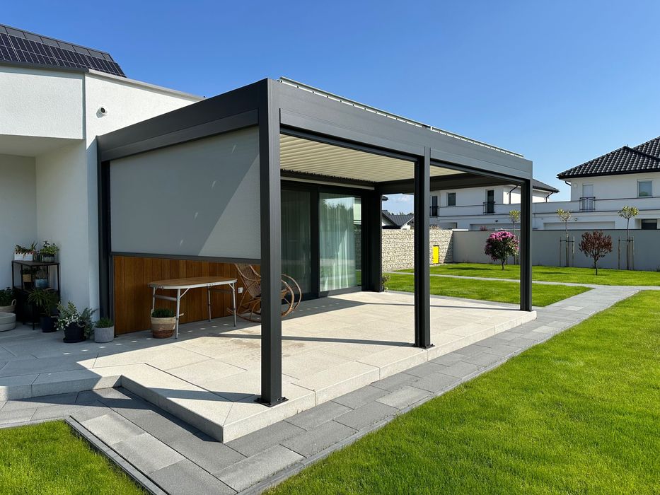 Pergole Tarasowe 4x7 z MONTAŻEM, Automatyczny Dach i Oświetlenie LED