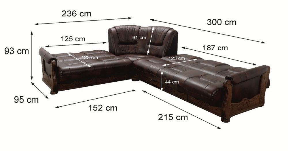 Narożnik ze skóry naturalnej 2R3 KOMFORT  100% skóra/dąb PRODUCENT