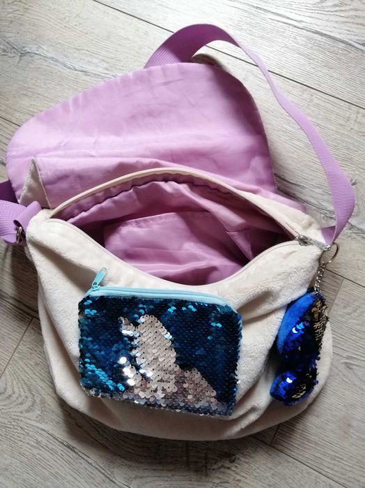 Nici torba na ramię + portfel i zawieszka cekiny