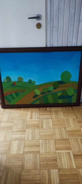 Duży obraz z brązową ramą