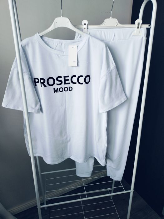 Ostatni ! Komplet biały Prosecco bluzka i legginsy od L wzwyż