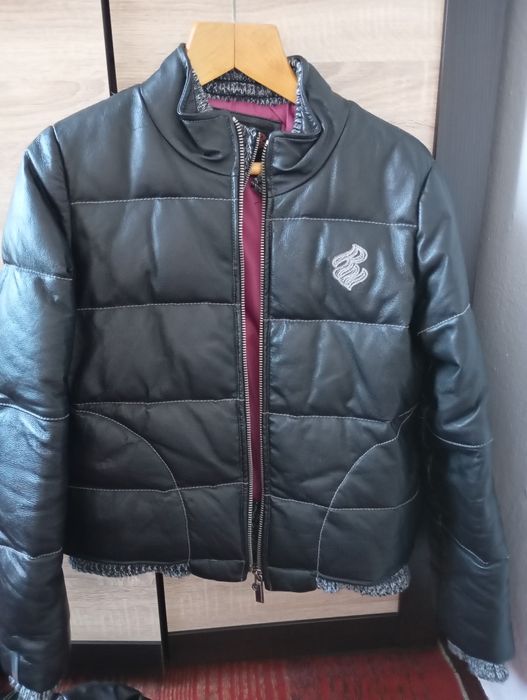 Пуховик зимовий  шкіряний