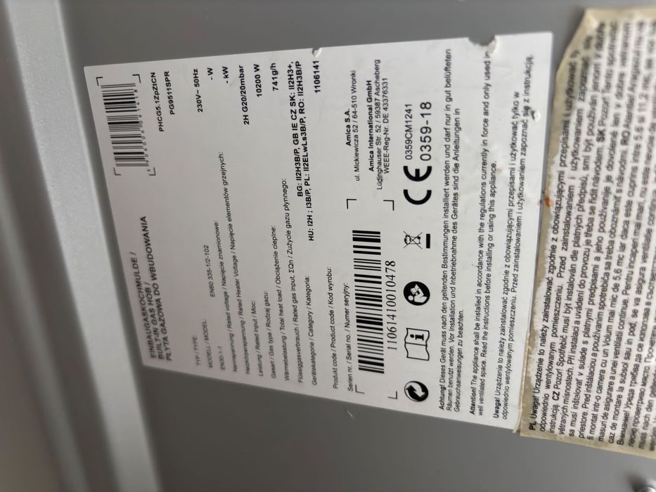 Płyta gazowa AMICA PG9511SPR