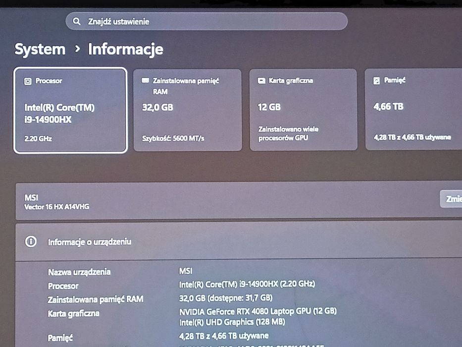 MSI Vector 16 HX RTX 4080 12GB | i9-14900HX | 32GB | 5TB SSD