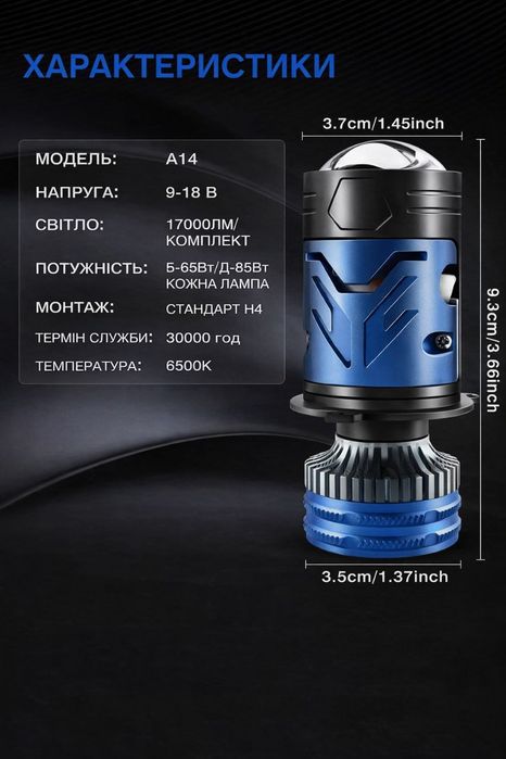 LED лампочки з мінілінзою H4 Sanvi G2 / F90 /  Decker RGX-01