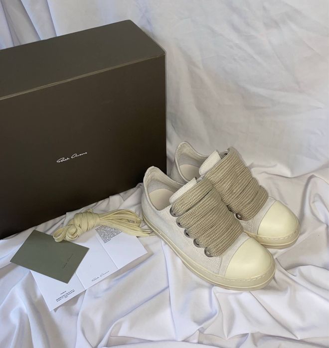 Rick Owens Drkshdw Jumbo Lace Low White Кеди Рік Овенс Білі Кросівки
