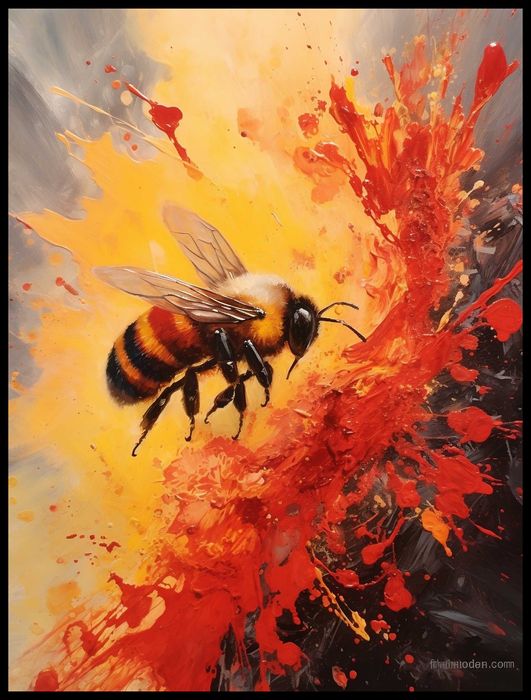 Plakat na Ścianę Obraz Pszczoła Farby Kwiaty Art 50x70 cm Premium