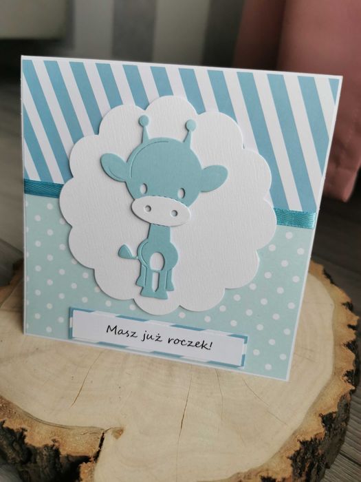 Kartka ręcznie robiona urodzinowa roczek handmade chrzest