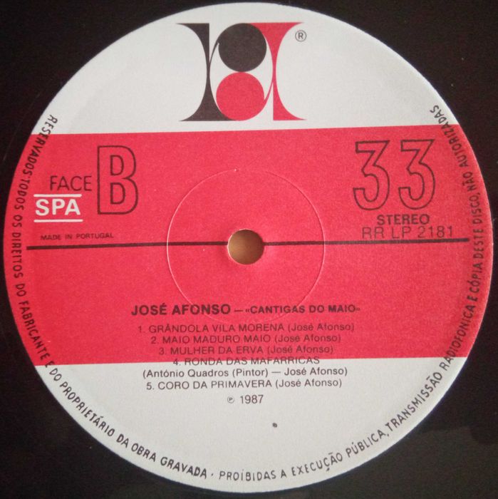José Afonso	- - - - -		Cantigas do Maio	- - - - -	LP