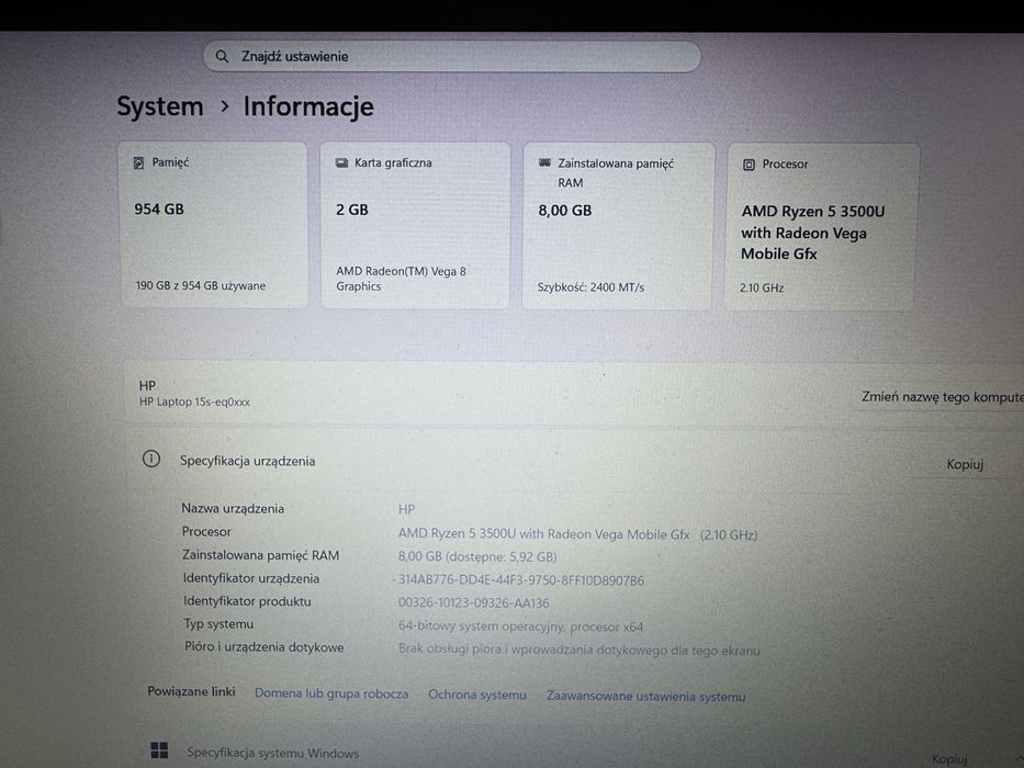 Laptop HP 15s-eq0031nw