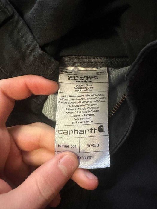 штани Carhartt work pants double knee чорні 30