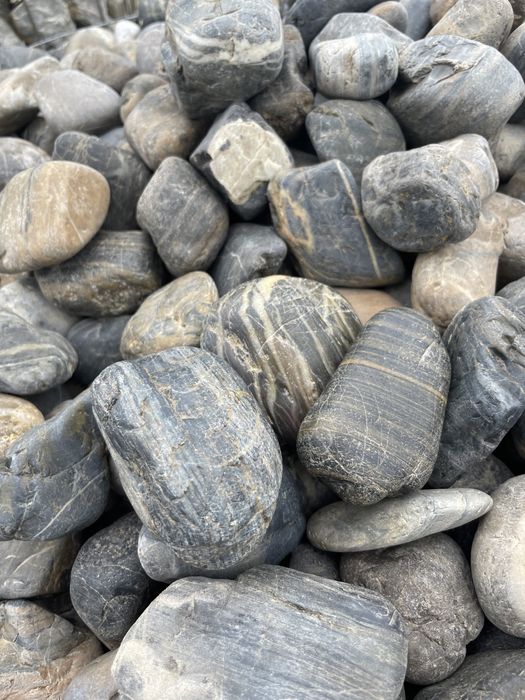 Czarny Kamień w Paski Polerowany, Otoczak Żwir Dekoracyjny do Doniczek