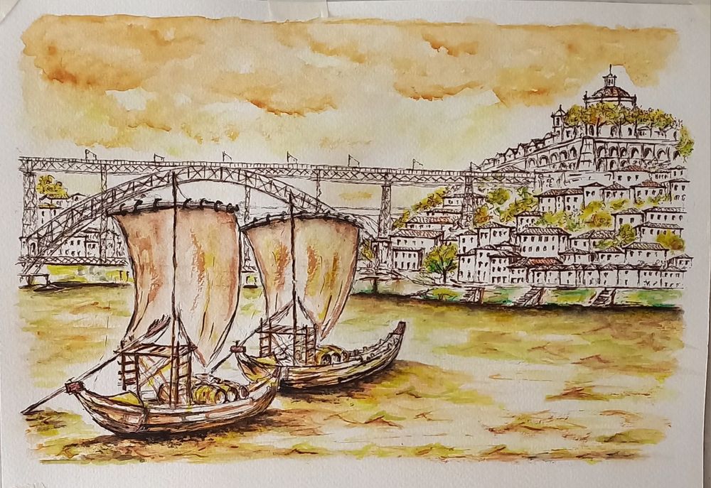 Ponte Luis I barcos Rabelos Serra do Pilar Porto