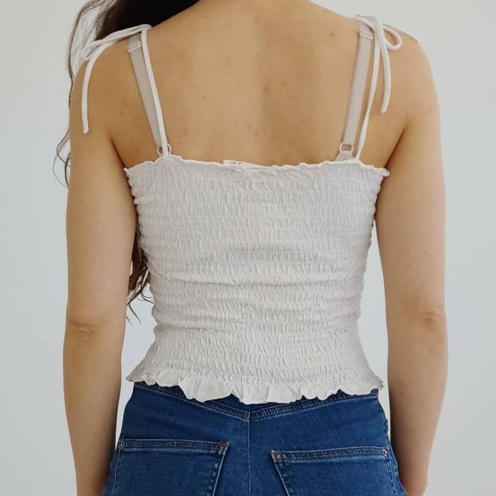 Top branco franzido, Lefties, tamanho S, como novo