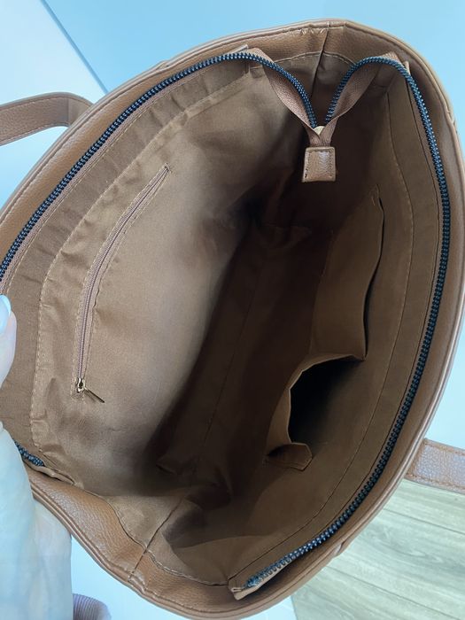 Torba na ramię, szoperka, pojemna, brązowa