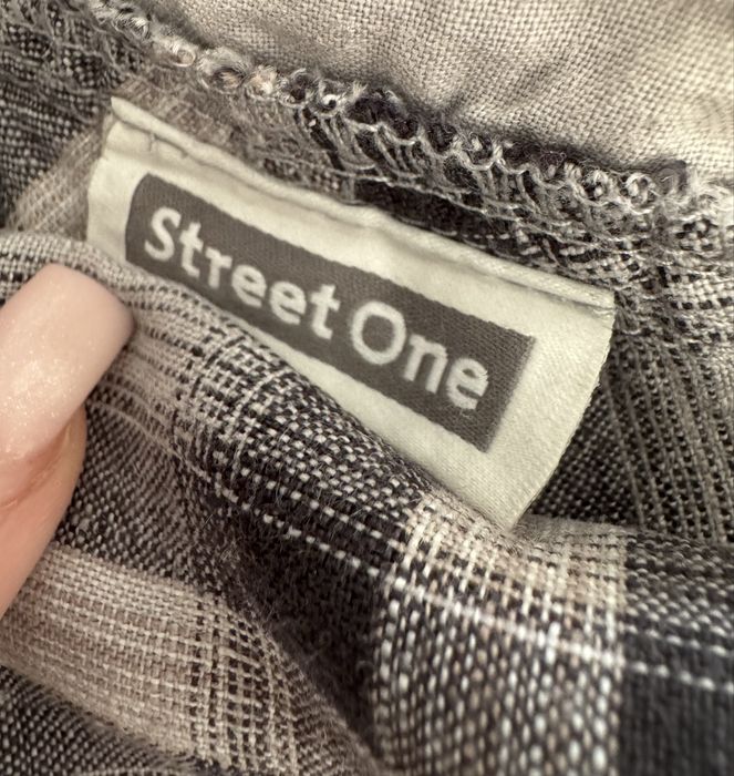 Lniana sukienka na szelkach, w kratę, styl vintage, 36, S, 100 % len