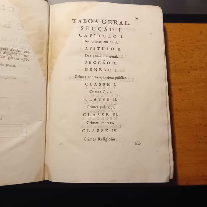 Joaquim José Caetano Pereira, Classes dos Crimes