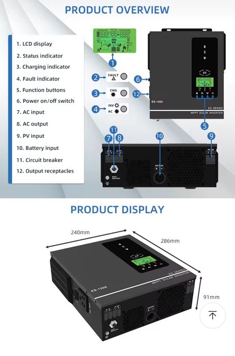 Гібридний Інвертор Anern ECO 3200W 24В на 230В чиста синусоїда, новий