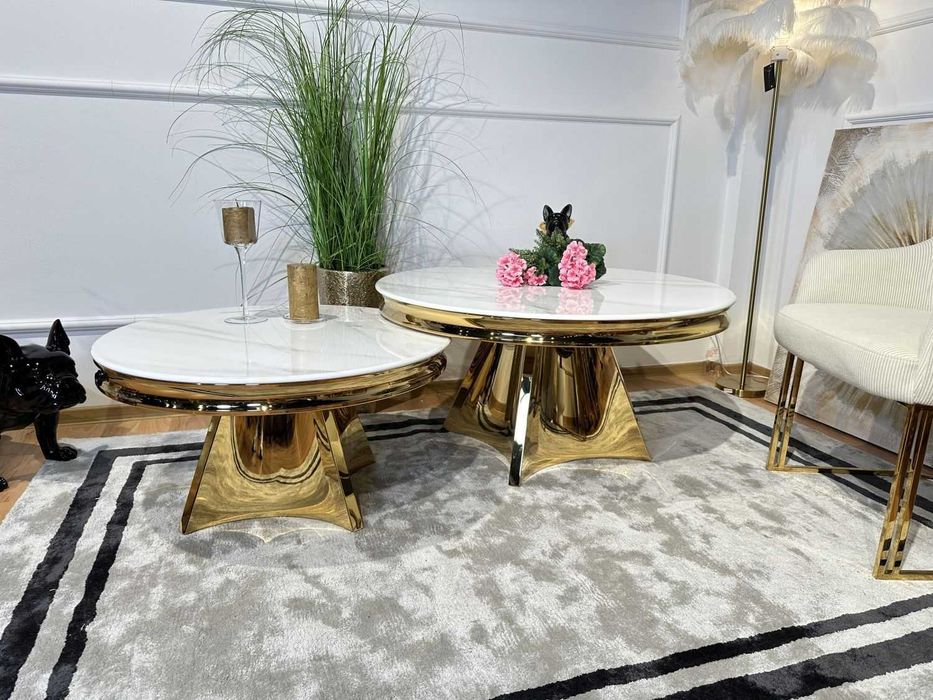 Okrągły stolik kawowy w stylu glamour model T963 Gold 100, 80CM