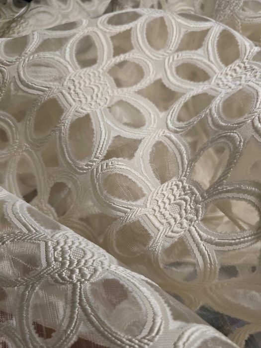 firanki z metra KWIAT haft+obciąznik, wys 280 cm KREMOWA promocja