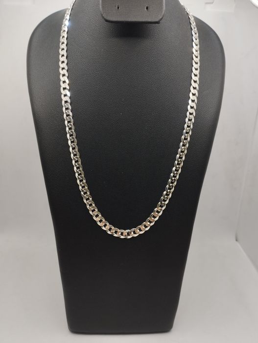 Srebrny łańcuszek, pancerka, próba 925, długość 50 cm