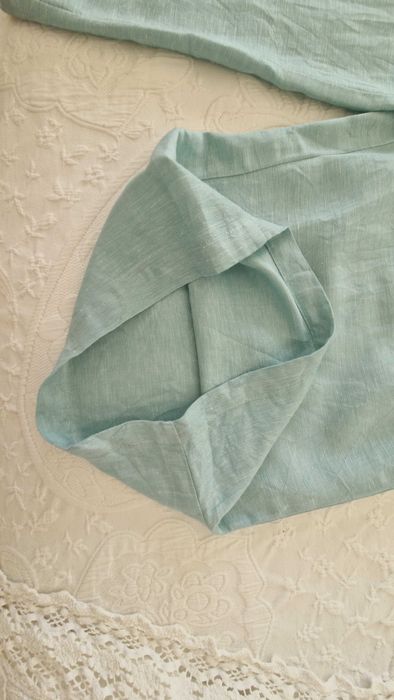 Calças de linho azul claras, tamanho 38