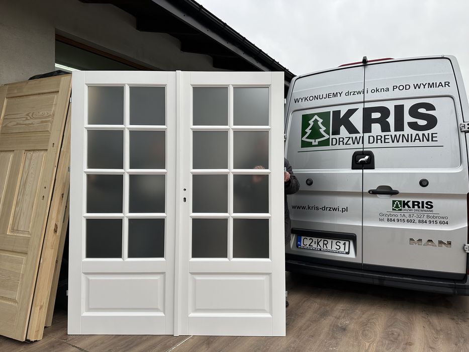 Drzwi wewnętrzne drewniane Dwuskrzydłowe na wymiar dostawa cała Polska