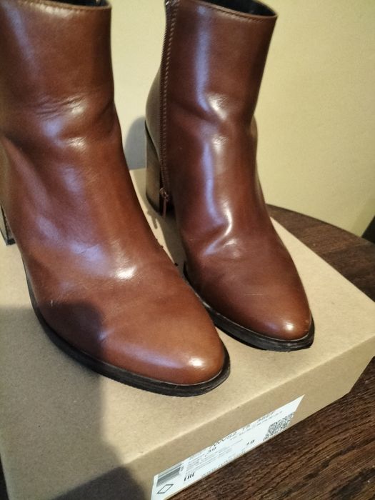 Buty botki skórzane damskie 39 Ryłko brązowe