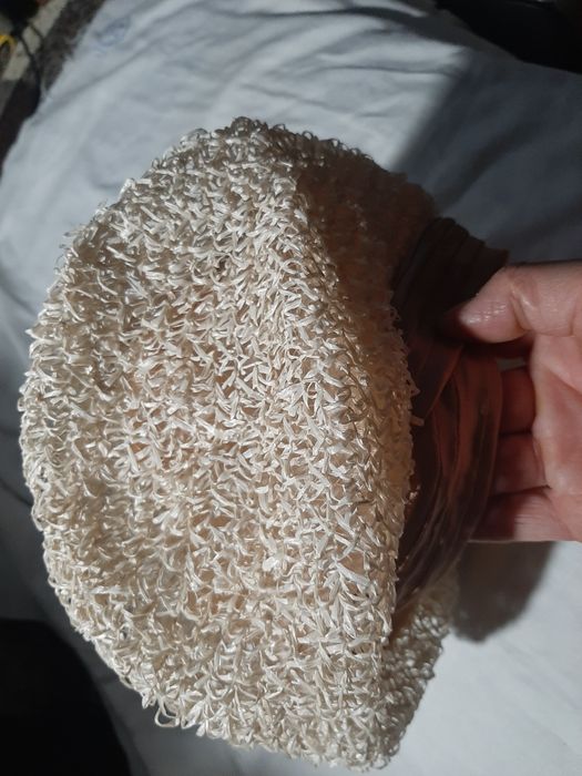 Beret słomkowy  retro, ecru