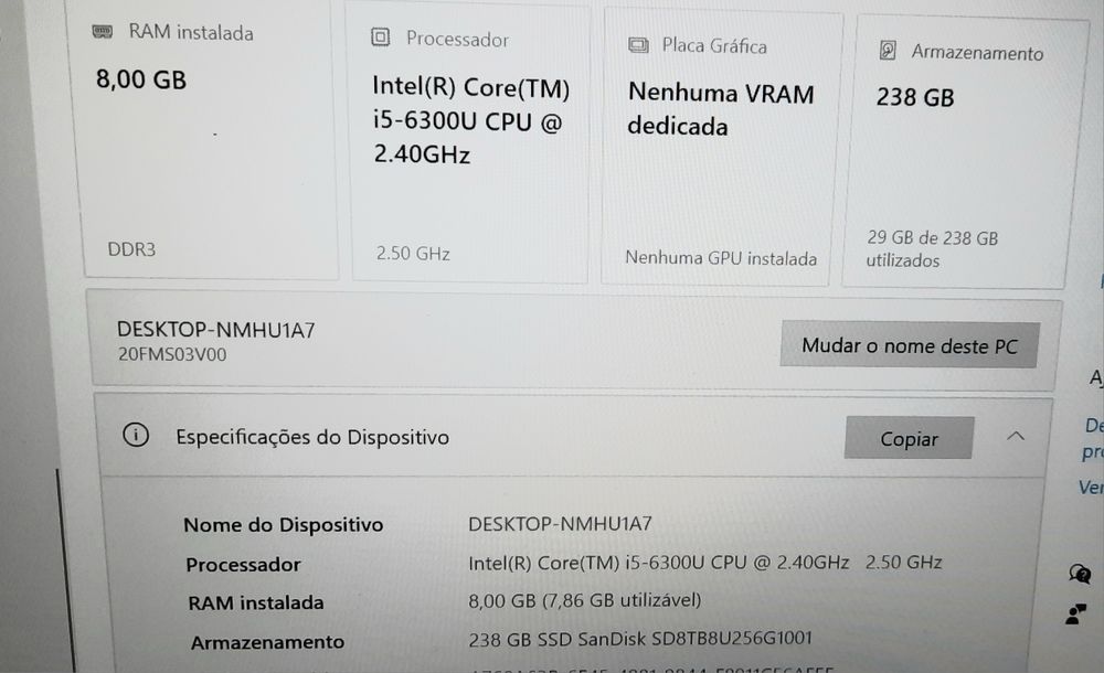Pc Portátil Lenovo i5 14" disco SSD