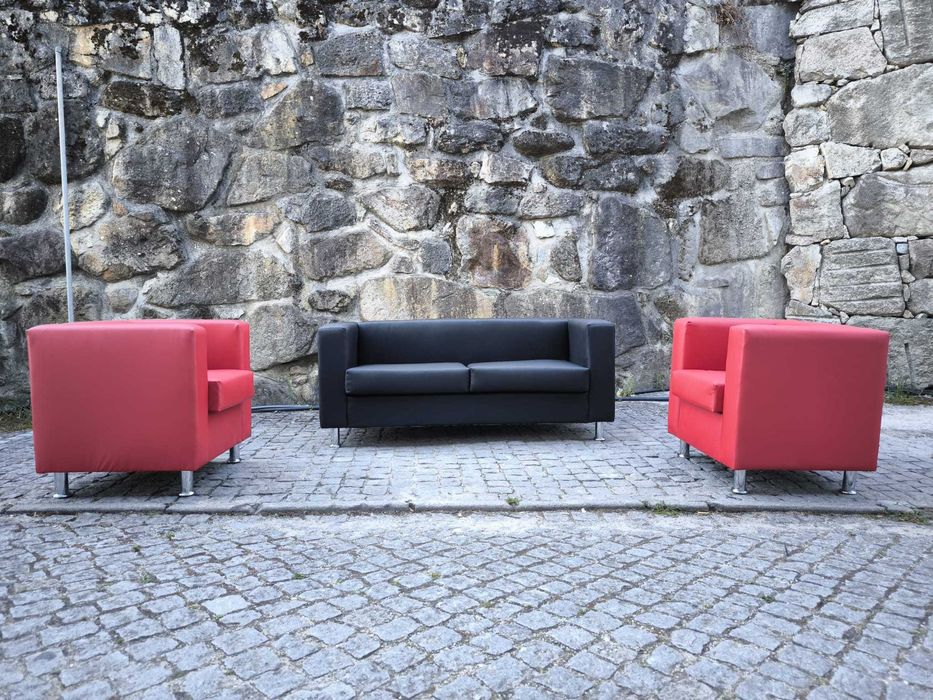 Maple Individual Fluxo 70x70 semi-pele vermelho