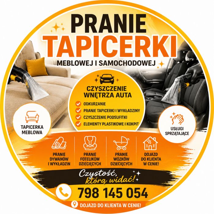 Pranie Tapicerki  | Czyszczenie Wnętrza  Auta | Usługi Sprzątające | DOJAZD DO KLIENTA GRATIS