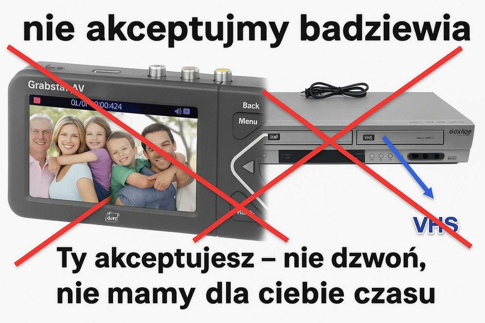 Przegrywanie kaset VHS Łódź HI8 ,minidv, filmów 8mm 15zł 1 szt 9-22