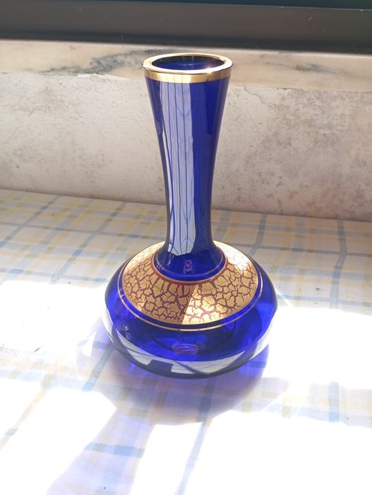 Jarra vintage azul cobalto Barthmann com dourado