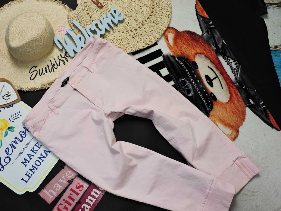 Michelle spodnie rybaczki jeans pudrowy róż r 46