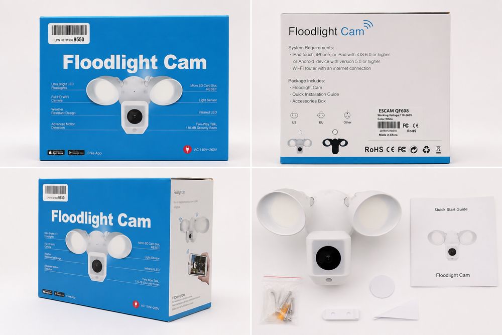 Камера ESCAM QF608 Floodlight Cam – нова Wi-Fi камера відеоспостереження з прожекторами
