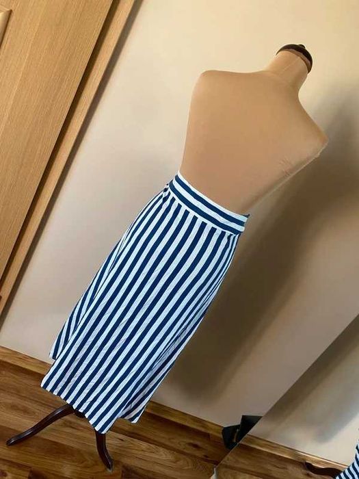 Maxi długa asymetria spodnica pasy paski xxxl 46 48 +size wiskoza