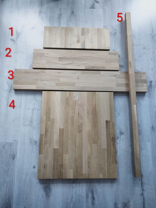 Deski klepkowe debowe półki, stolik diy