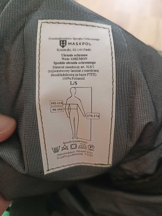 Spodnie ubranie ochronne wzór 128Z/MON goreteks gore-tex rozmiar L/S