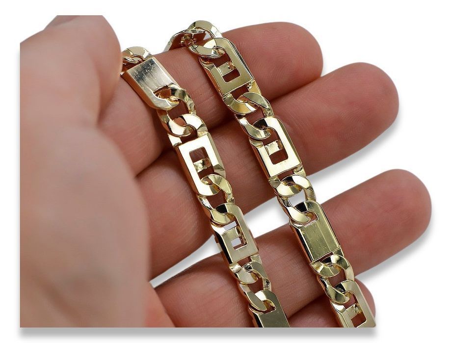 Złoty łańcuszek Kartier 14k 585 Tygrysie oko pełny cc098y K