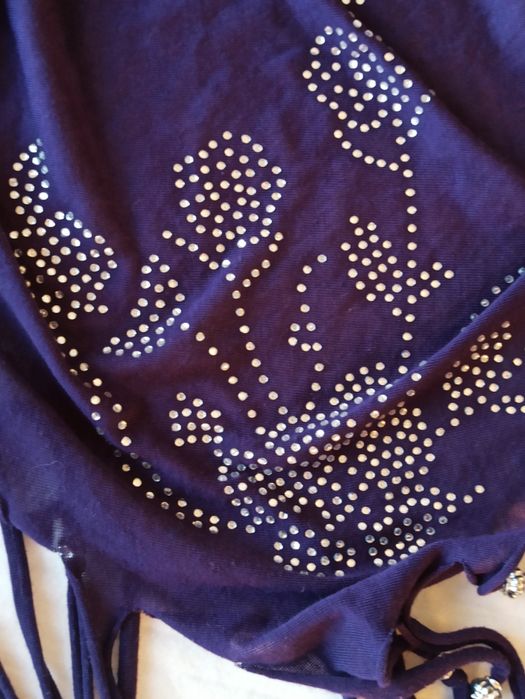 Sg Fioletowy szal chusta apaszka z frędzlami