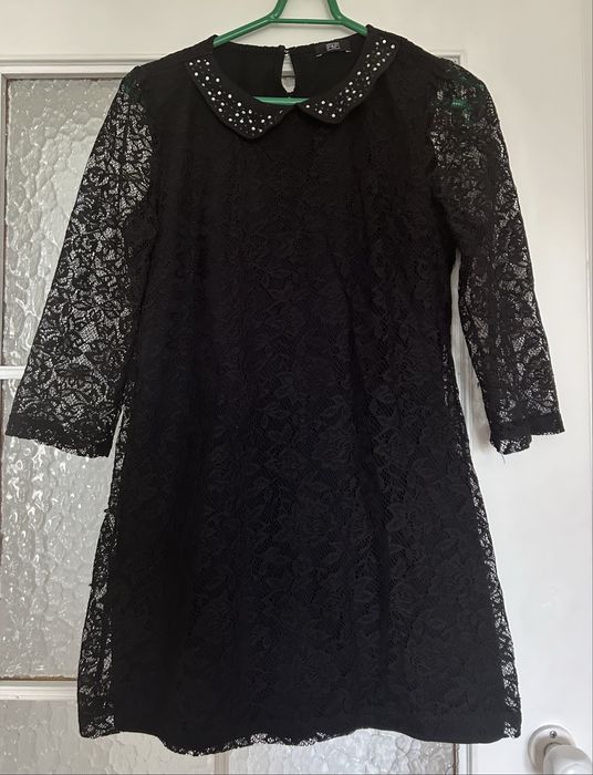 Czarna, koronkowa sukienka, F&F, S.