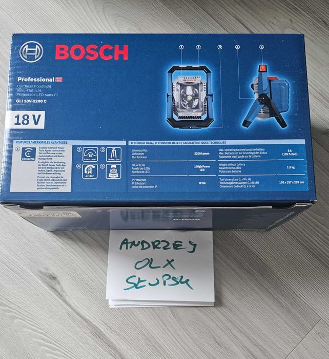 Bosch GLI 18V-2200 C NOWY oryginalny - reflektor budowalny