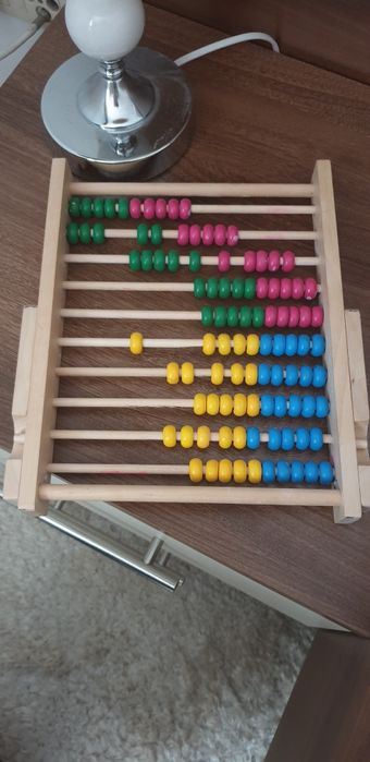 Zestaw Liczydło duże drewniane stojące,  małe,patyczki  do liczenia