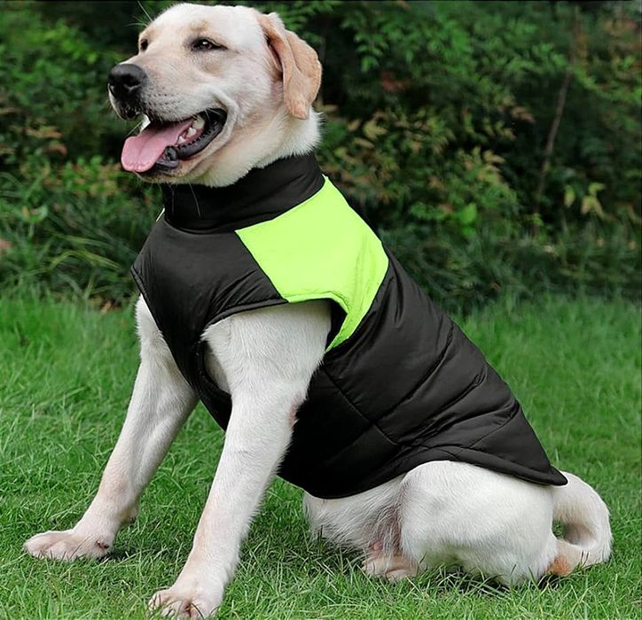 NOWA kamizelka dla psa 4 XL -wodoodporna/czarny+jasna zieleń