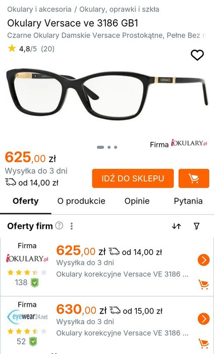 Oprawki okulary Versace 3186