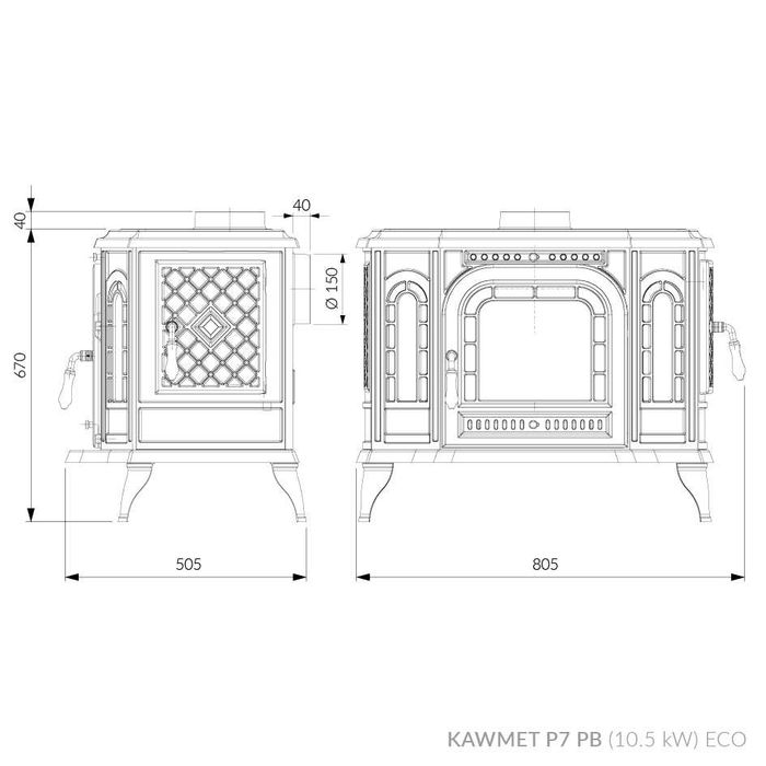 Koza żeliwna piec z fajerkami KAWMET P7 Cooktop - POLSKI PRODUKT